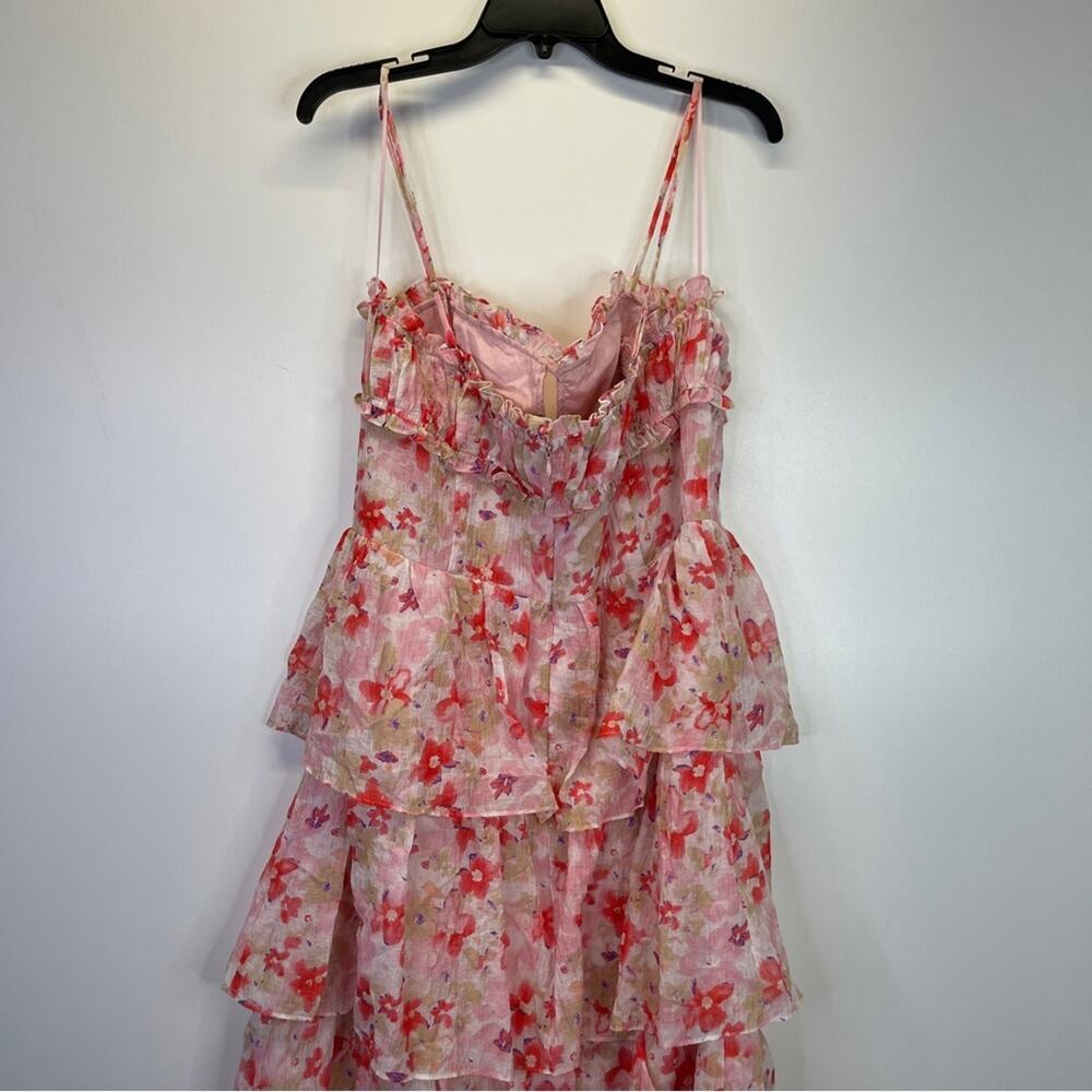 ASTR The Label Vonnessa Pleated Tiered Maxi Dress pink coral multi - XL - Picture 7 of 11